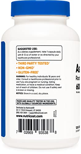 Nutricost Ashwagandha Herbal Supplement 600mg, 120 Capsules - Vegetarian, Non-GMO, Gluten Free, Ashwagandha Root - Image 4