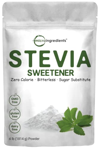 Stevia Sweetener Powder with Plant-based Erythritol, 4 Pounds ( 64 Ounces) | Keto, 0 Calorie, Low Carb, 4:1 Sugar Substitute, Natural Sweetener, Bitterless, Reb-A Stevia Leaf Extract, Non-GMO, Vegan