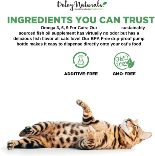 Deley Naturals Wild Caught Fish Oil for Cats - 16oz - Omega 3-6-9, GMO Free - Reduces Shedding, Supports Skin, Coat, Joints, Heart, Brain, Immune System - Highest EPA & DHA Potency – Pure Fish Oil - Image 5