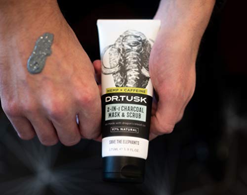 DR. TUSK 2-in-1 Mens Face Scrub & Facial Mask | Exfoliating Charcoal Cleanser | Kaolin & Bentonite Clay | Hempseed Oil & Caffeine | Natural Skincare for Men 5.9 Fl Oz - Image 5