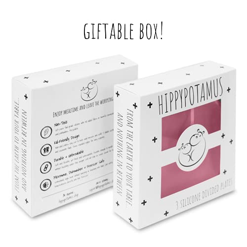 Hippypotamus Toddler Plates with Suction - Baby Plates - 100% Food-Grade Silicone Divided Plates - BPA Free - Dishwasher Safe - Set of 3 (Pink/Mint/Lavender) - Image 4