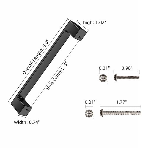 Cobbe 10 Pack Matte Black 5 Inch(128mm) Hole Centers Kitchen Cabinet Handles, Cabinet Pulls Kitchen Cabinet Hardware for Cupboard Drawer Handles Dresser Pulls - Image 6