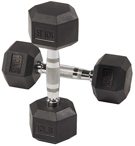 Signature Fitness Rubber Encased Hex Dumbbell, 10LB Pair - Image 5