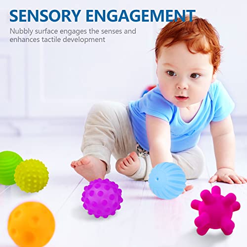 ROHSCE Baby Textured Multi Sensory Toys Massage Ball Gift Set BPA Free for Toddlers 1-3 Soft Balls Montessori Infant Baby Toys 6 to 12 Months 6 Pack - Image 4