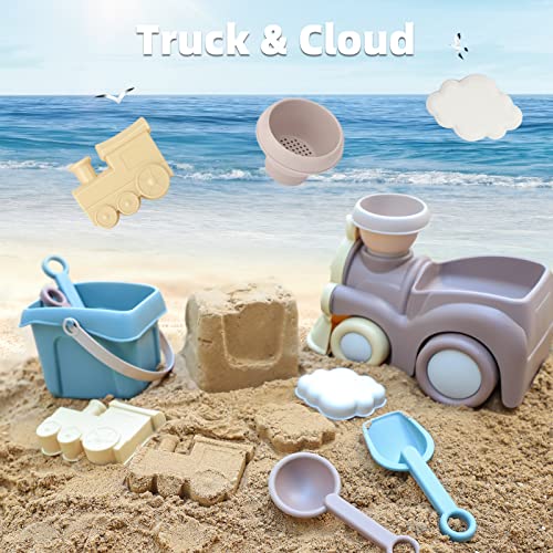 QLT Beach Toys for Toddlers - Kids Sand Toys Includes Beach Bucket, Truck Toy, Scoop, Trowel, Colander, Rake, Sand Castle Toys - Sandbox Toys with Gift Box - Image 4