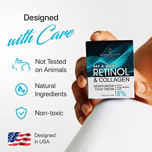 Face Moisturizer Retinol Cream - Day & Night Anti Aging Moisturizing Cream to Reduce Wrinkles - Neck & Décolleté Cream with Collagen & Hyaluronic Acid - Skin Care Facial Moisturizer for Women & Men - Image 3