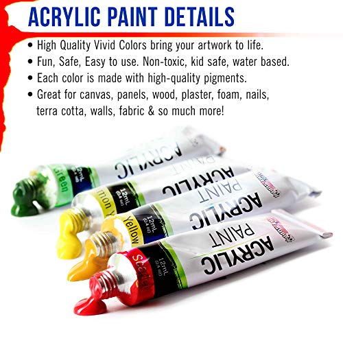 U.S. Art Supply Professional 12 Color Set of Acrylic Paint in 12ml Tubes - Rich Pigment Vivid Colors for Artists, Students, Beginners, Kids, Adults - Canvas, Portrait Paintings, Wood, Craft, Hobby - Image 3