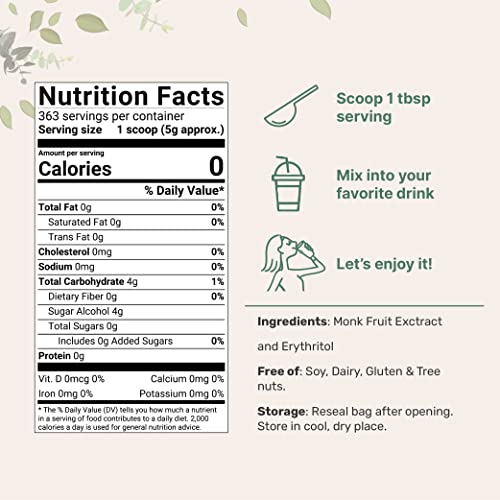 Golden Monk Fruit Sweetener with Erythritol, 4 Pounds - No After Taste - Brown Sugar Substitute, Keto Diet Friendly, Zero Calorie, Natural Sweetener for Drinks, Coffee, Tea, Cookies, No-GMO, Vegan - Image 6