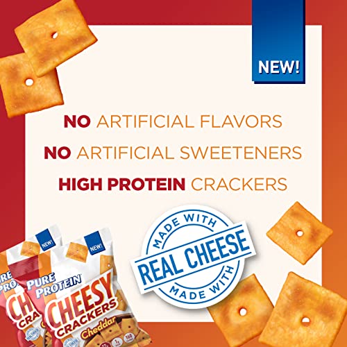 Pure Protein Cheesy Crackers, Cheddar, High Protein Snack, 12G Protein, 1.34 oz, 12 Count - Image 4