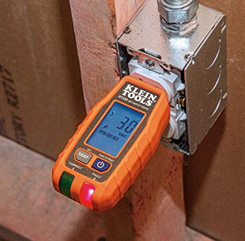 Klein Tools RT250 GFCI Outlet Tester with LCD Display, Electric Voltage Tester for Standard 3-Wire 120V Electrical Receptacles,Green/Red - Image 4