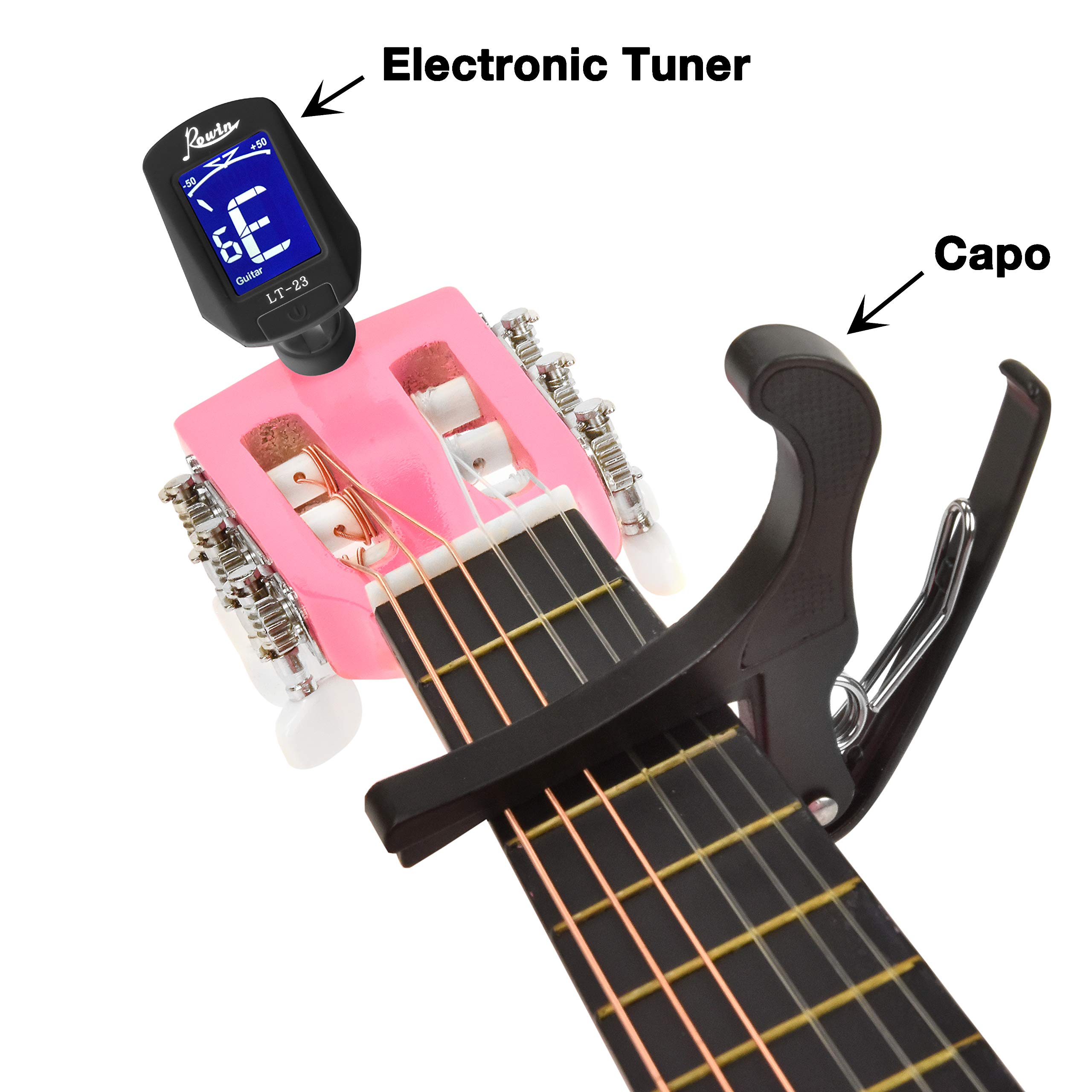 30" Wood Classical Guitar with Case and Accessories for Kids/Girls/Boys/Beginners (Pink) - Image 6